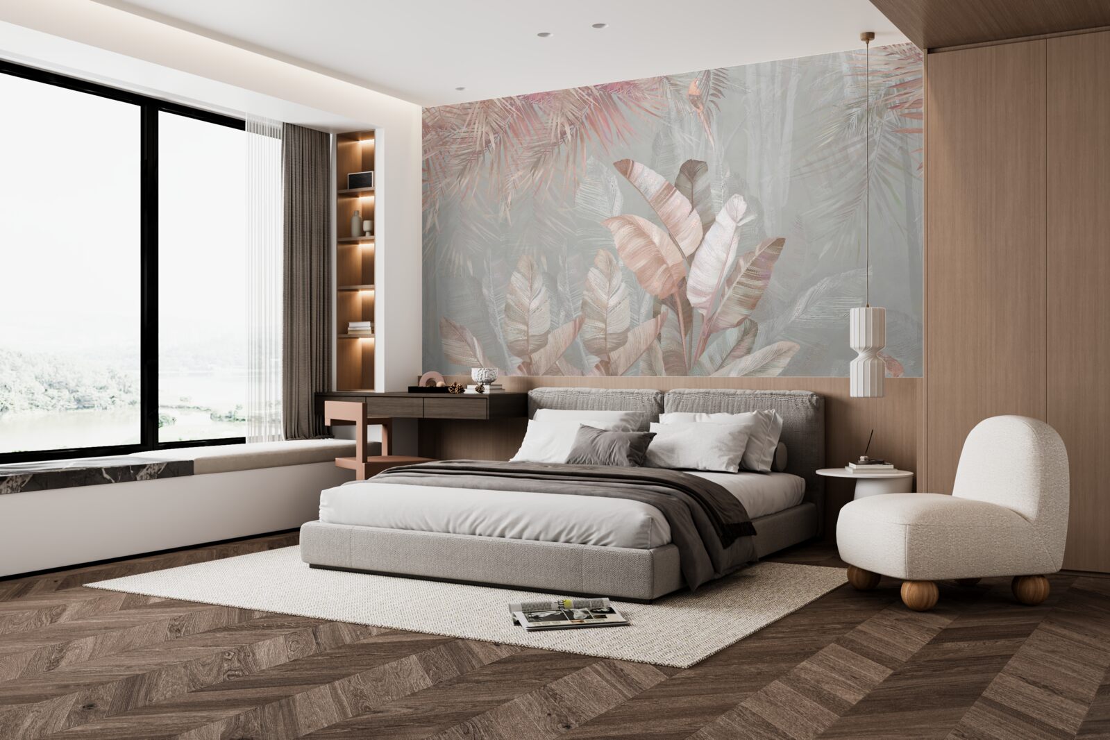 Fototapeta hmla pokrývala listi trópov v svetlohnedom odtieni