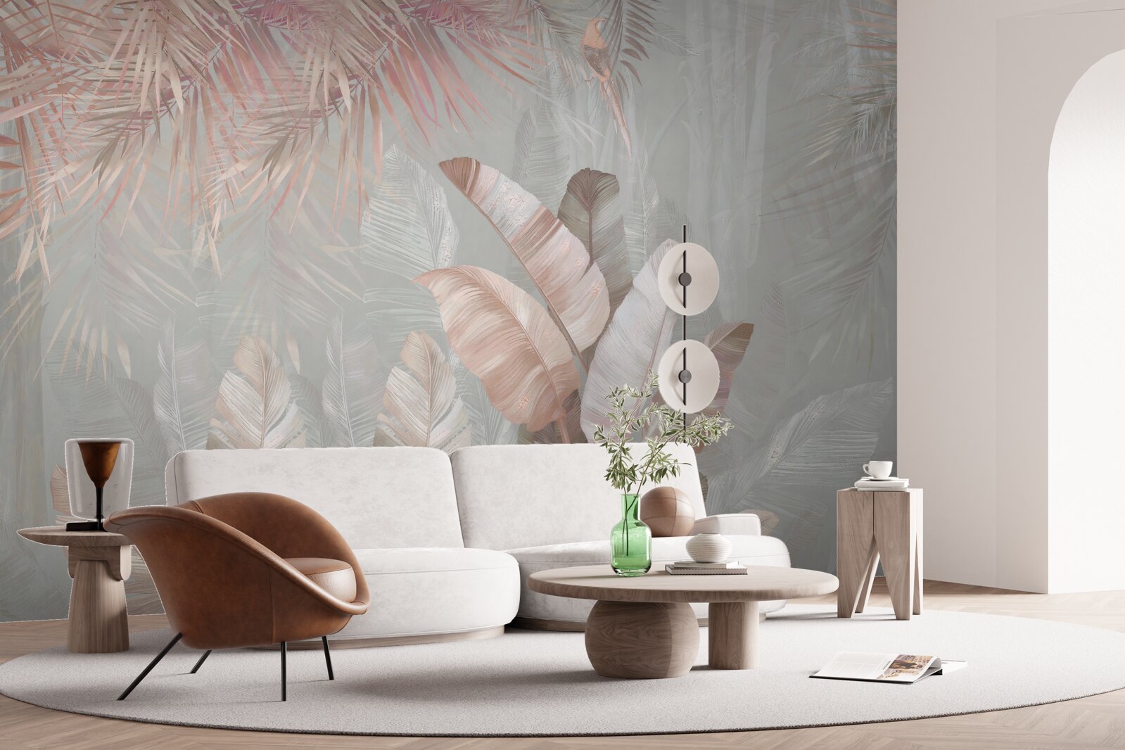 Fototapeta hmla pokrývala listi trópov v svetlohnedom odtieni