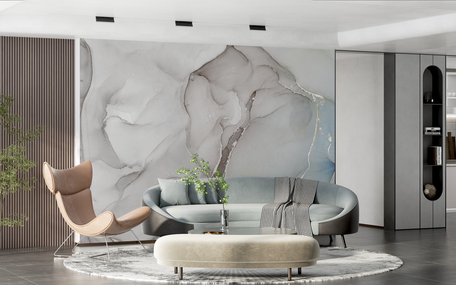 Fototapeta svetlosivý mramor popretkávaný zlatými a modrými odtieňmi