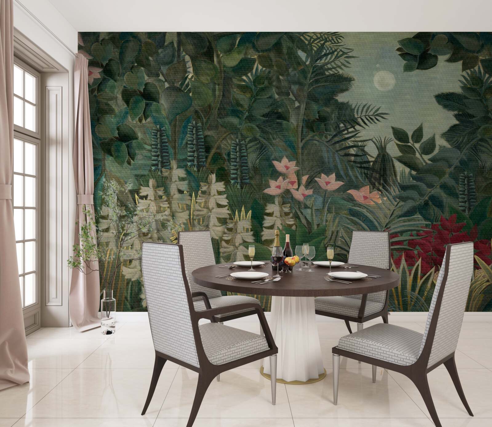 Fototapeta mesačné prázdniny na nočnej oblohe nad zelenými tropickými lesmi