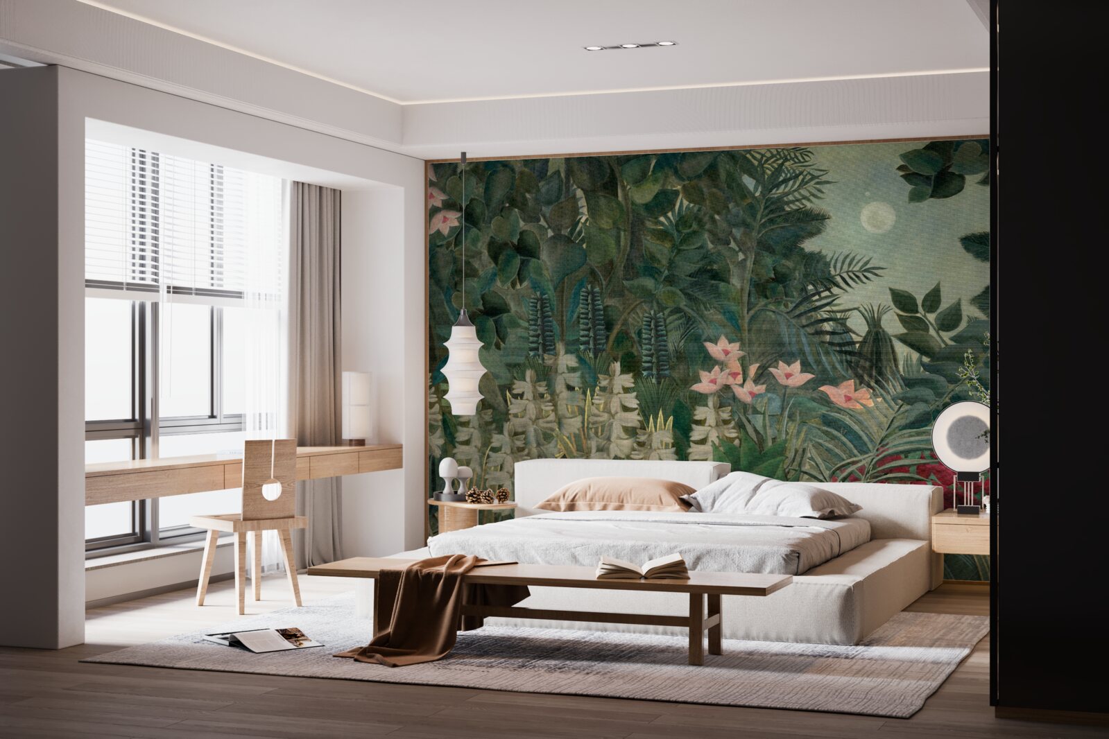 Fototapeta mesačné prázdniny na nočnej oblohe nad zelenými tropickými lesmi