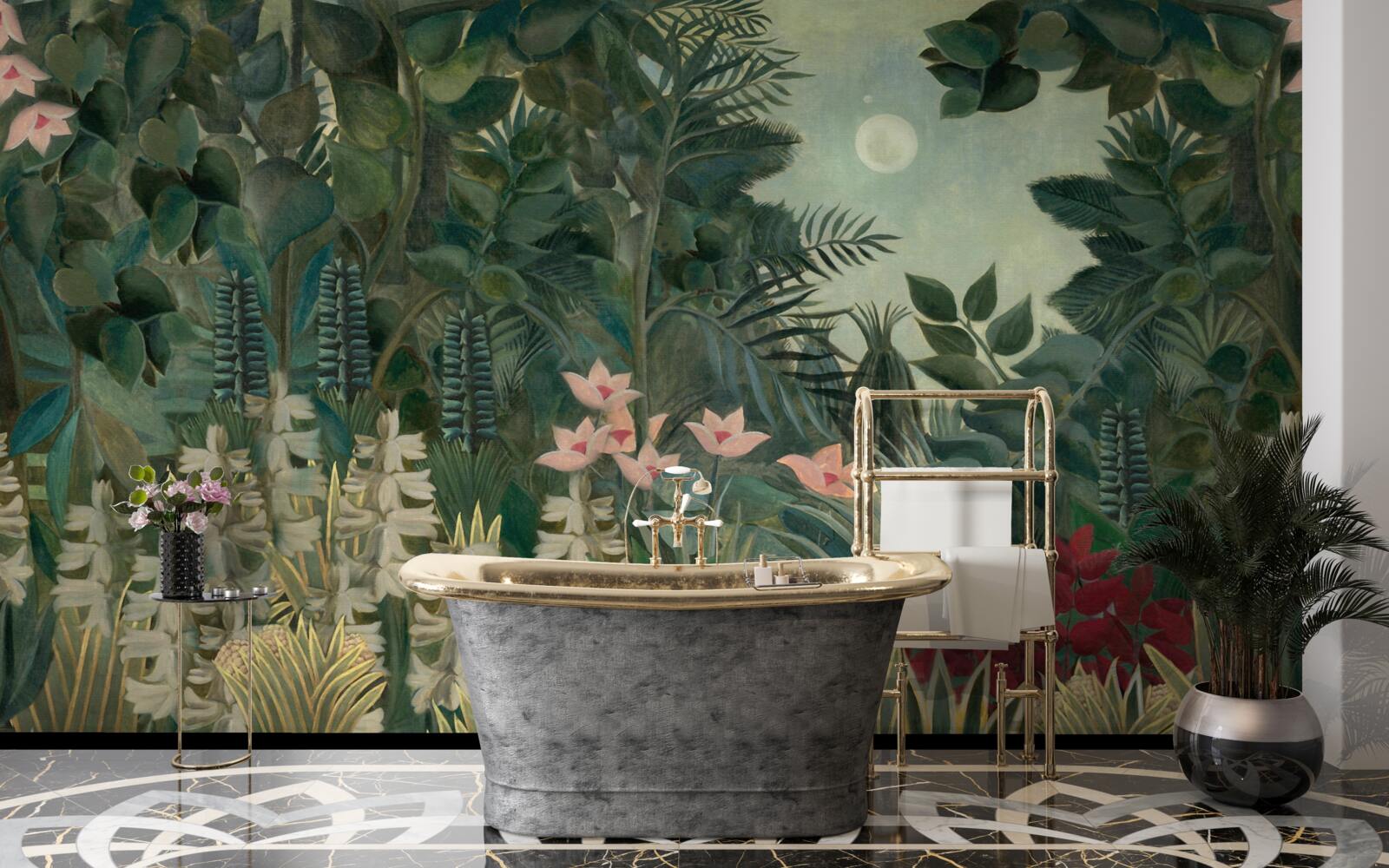 Fototapeta mesačné prázdniny na nočnej oblohe nad zelenými tropickými lesmi