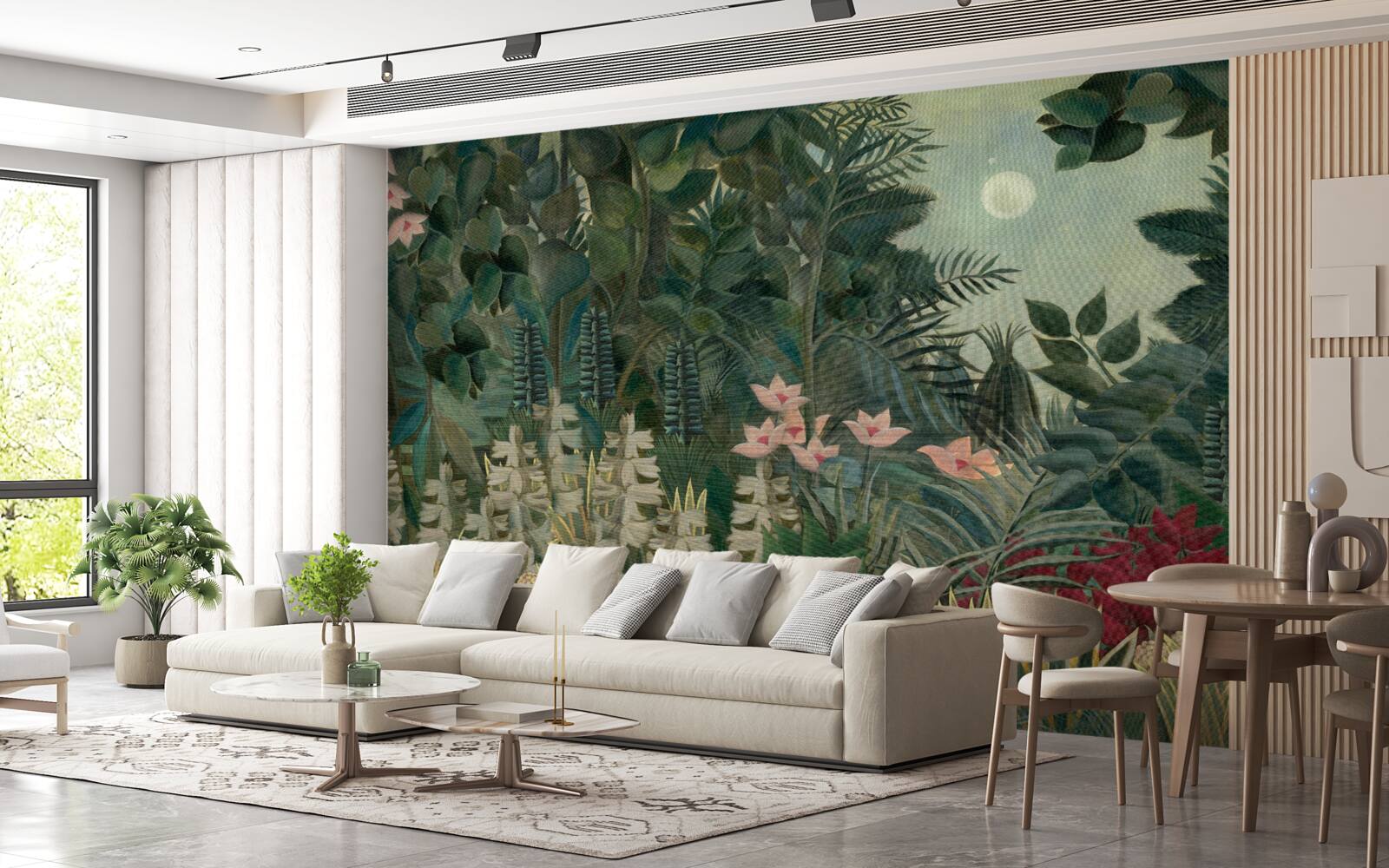 Fototapeta mesačné prázdniny na nočnej oblohe nad zelenými tropickými lesmi