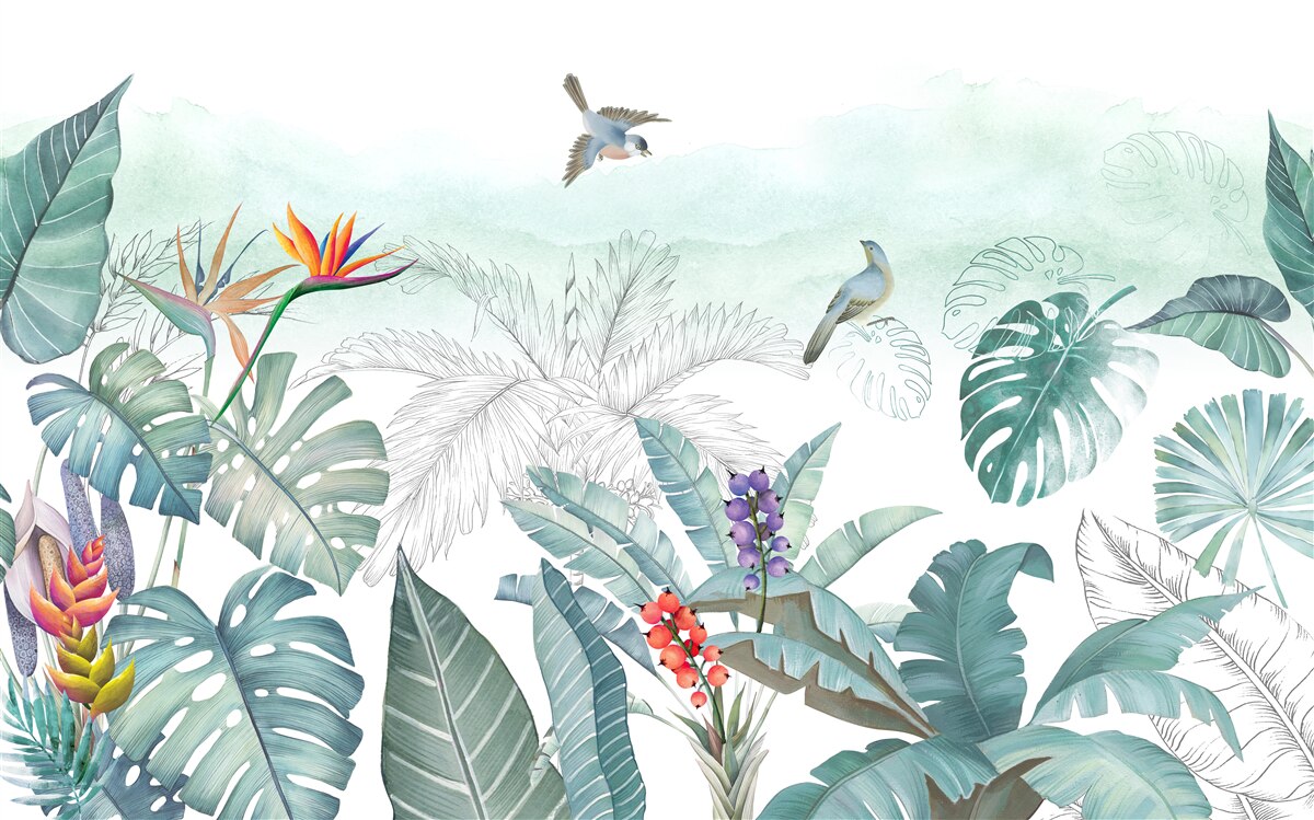 Fototapeta zelený zoznam tropickej vegetácie