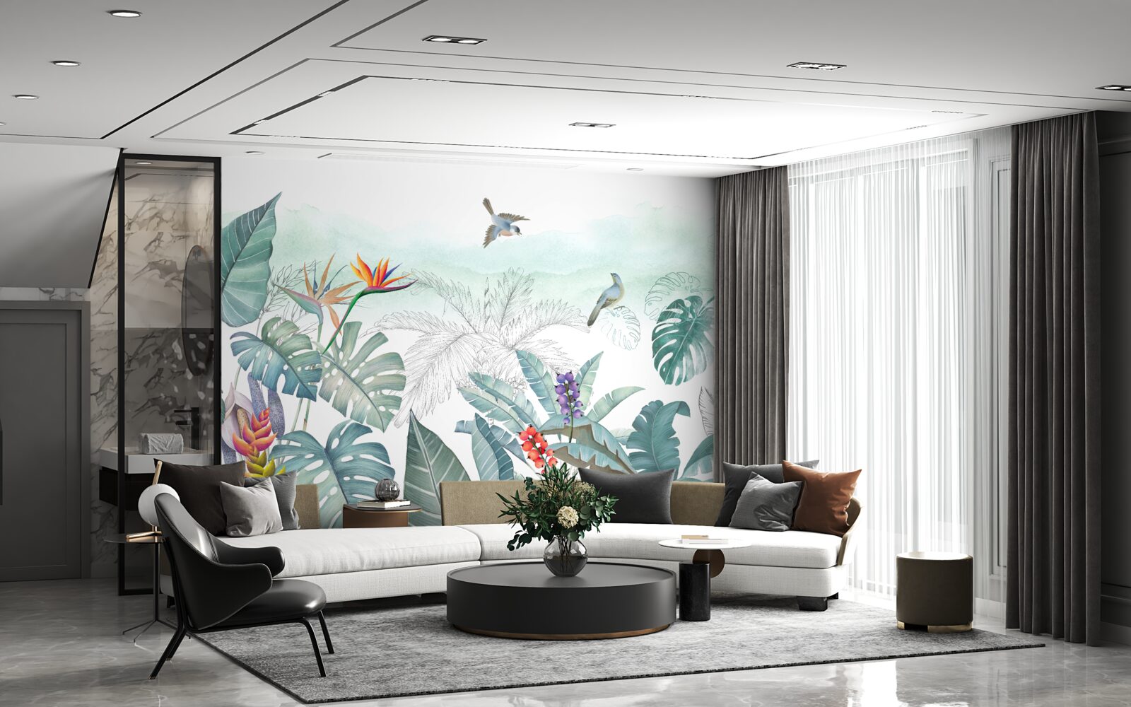 Fototapeta zelený zoznam tropickej vegetácie