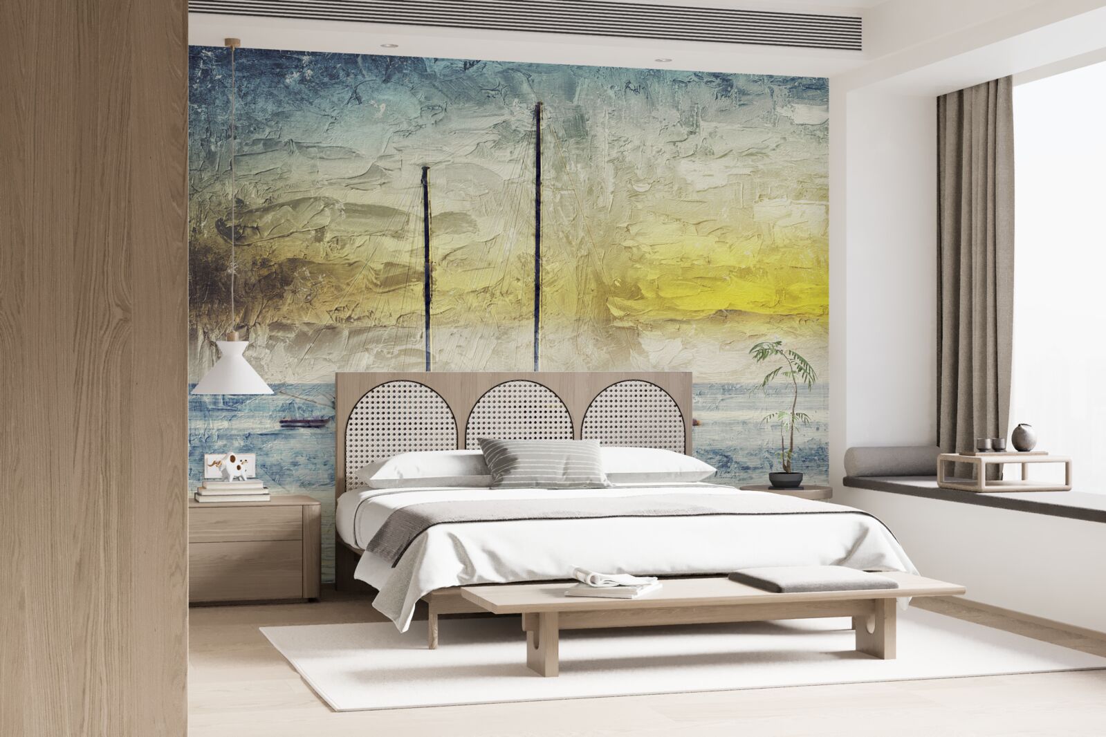 Fototapeta západ slnka bude farbiť jachty v zálive