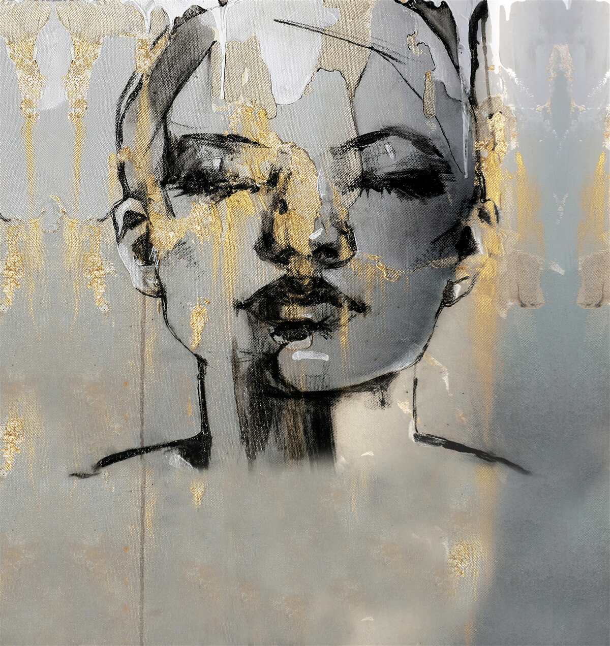 Fototapeta dievča kreslí abstrakciu čiernou dyou