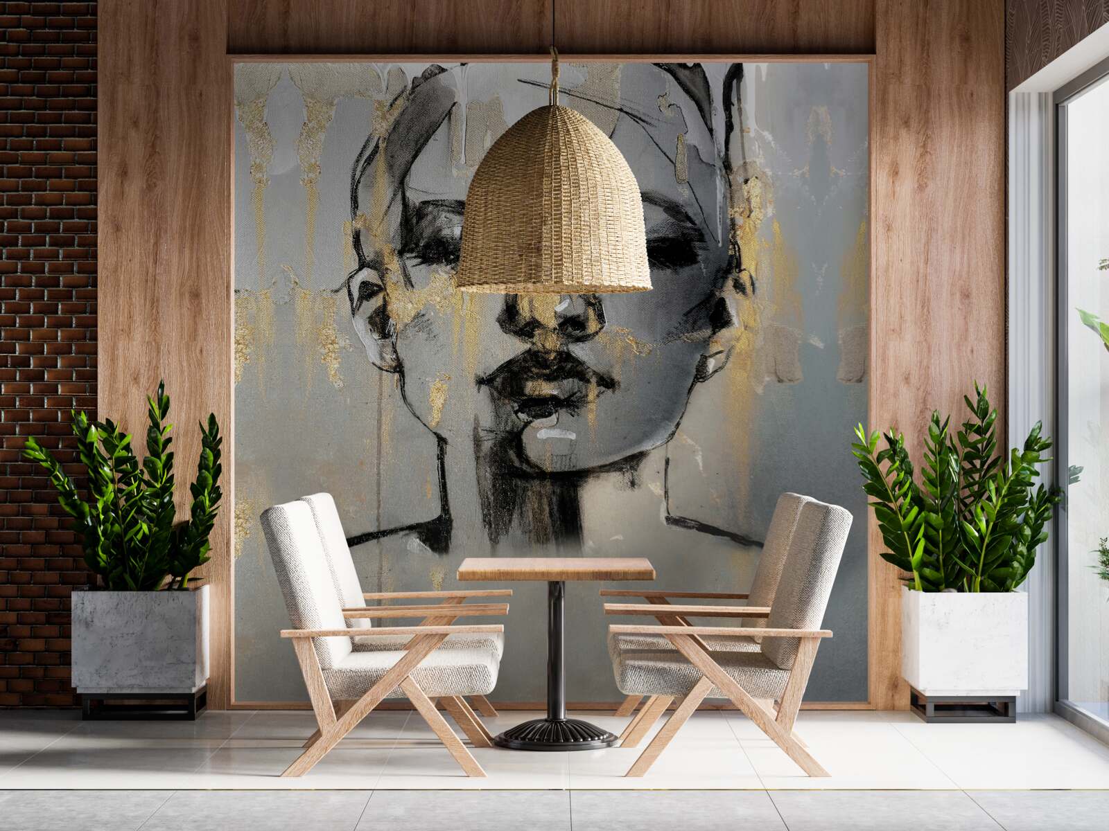 Fototapeta dievča kreslí abstrakciu čiernou dyou