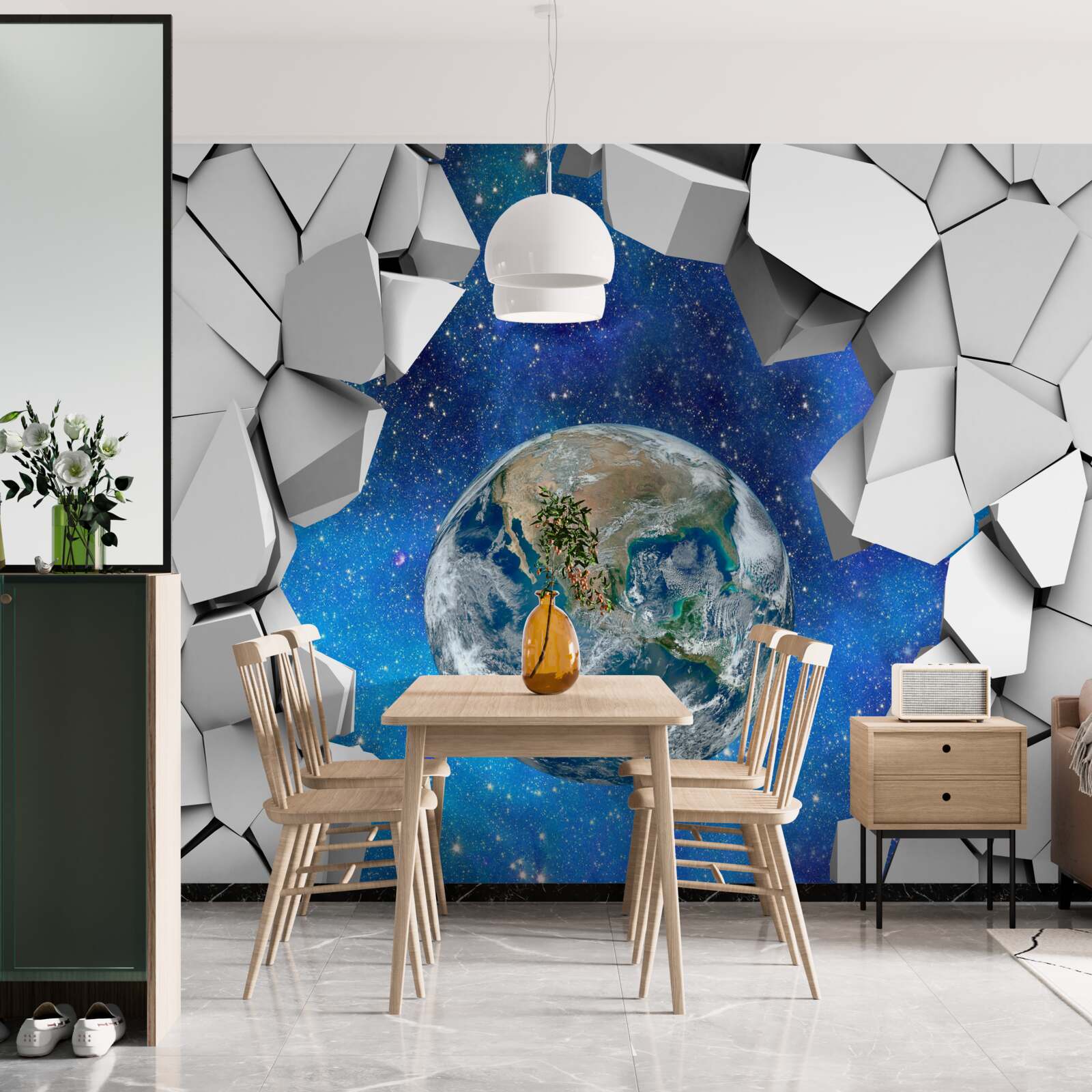 Fototapeta kamenný múr a planéta Zem