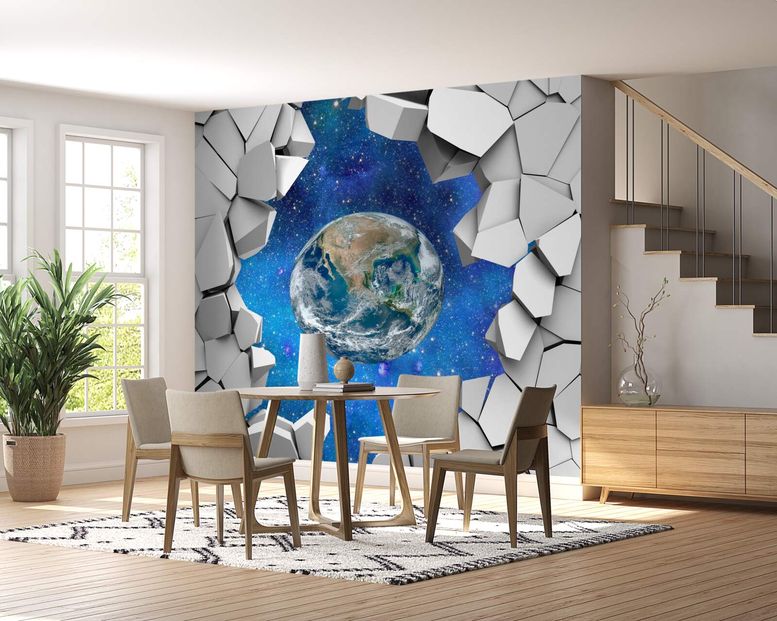 Fototapeta kamenný múr a planéta Zem