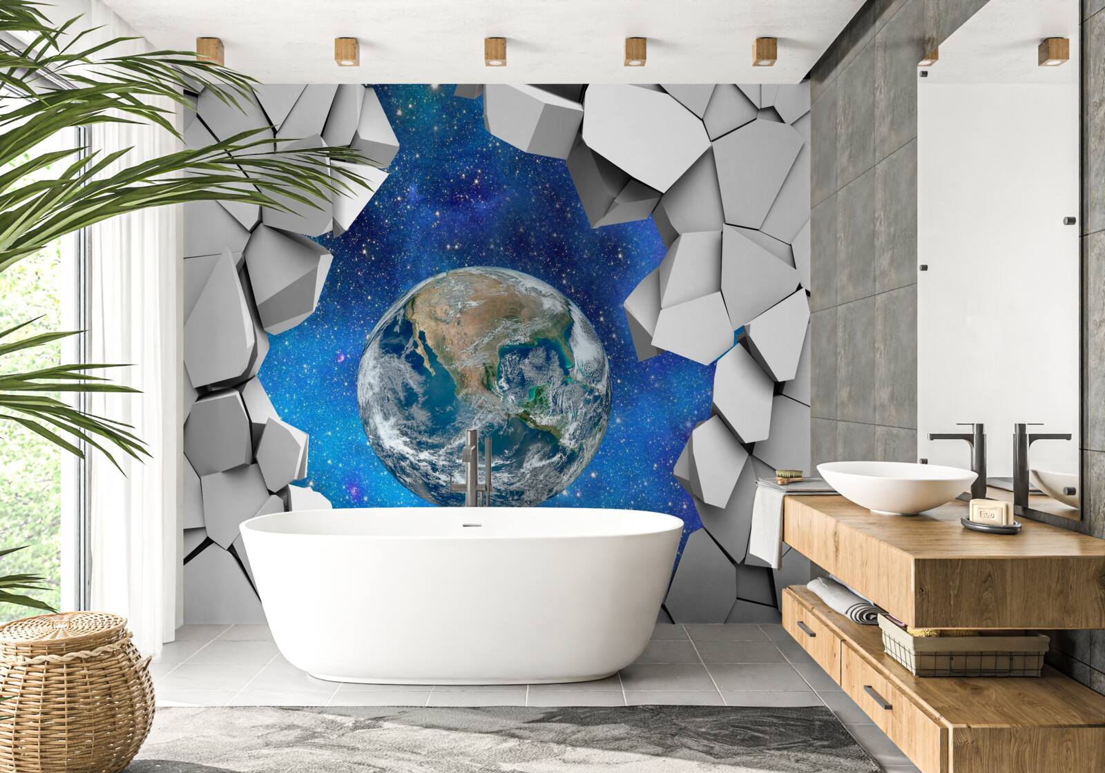 Fototapeta kamenný múr a planéta Zem