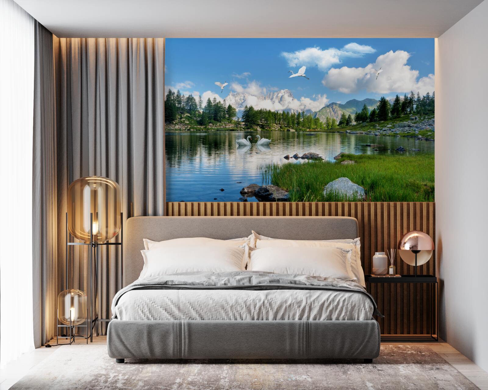 Fototapeta letný deň pokojné jazerá v horách