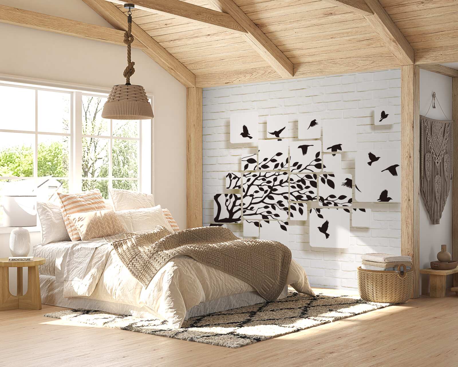 Fototapeta vtáky opúšťajú strom v poryve vetra