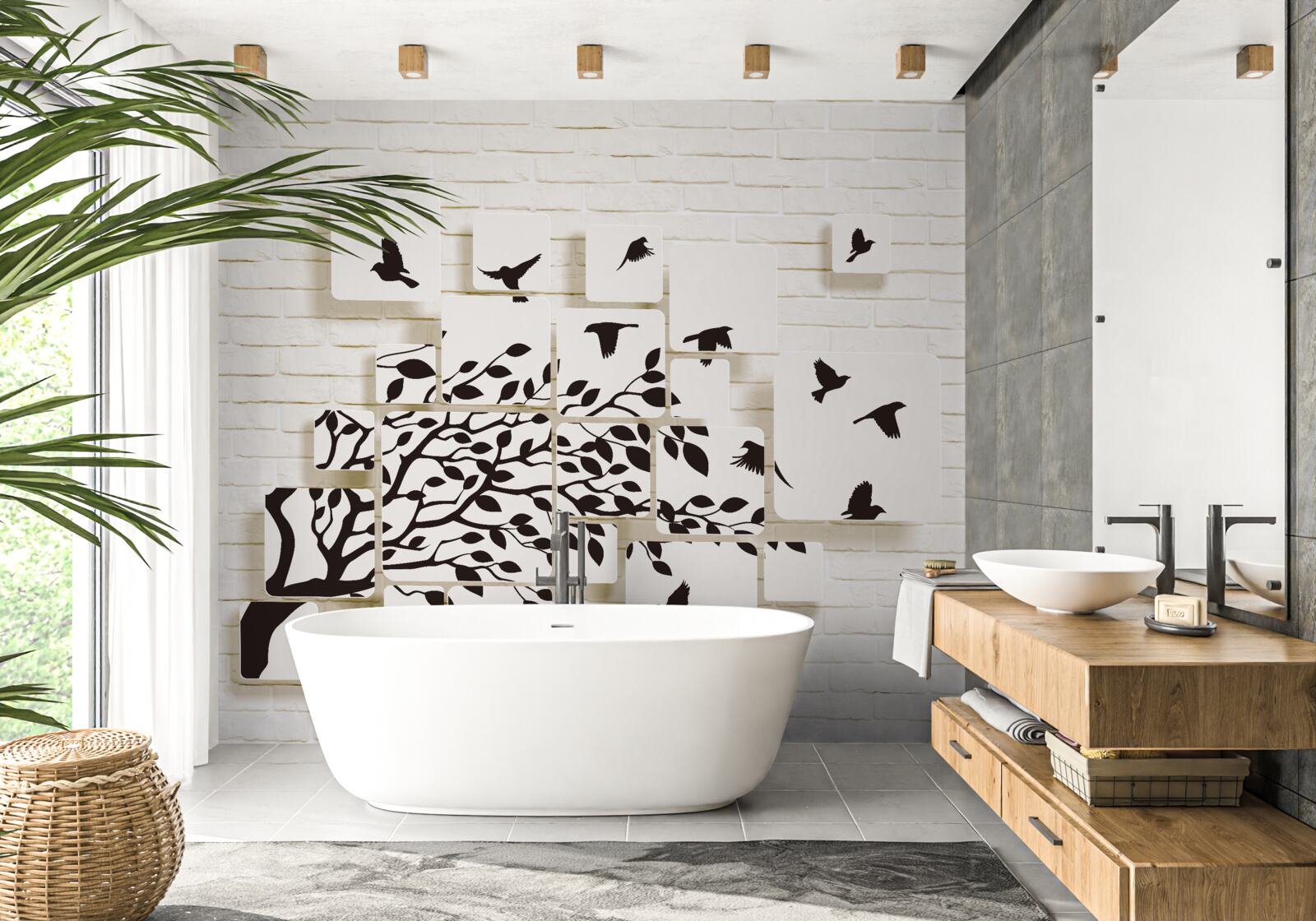 Fototapeta vtáky opúšťajú strom v poryve vetra