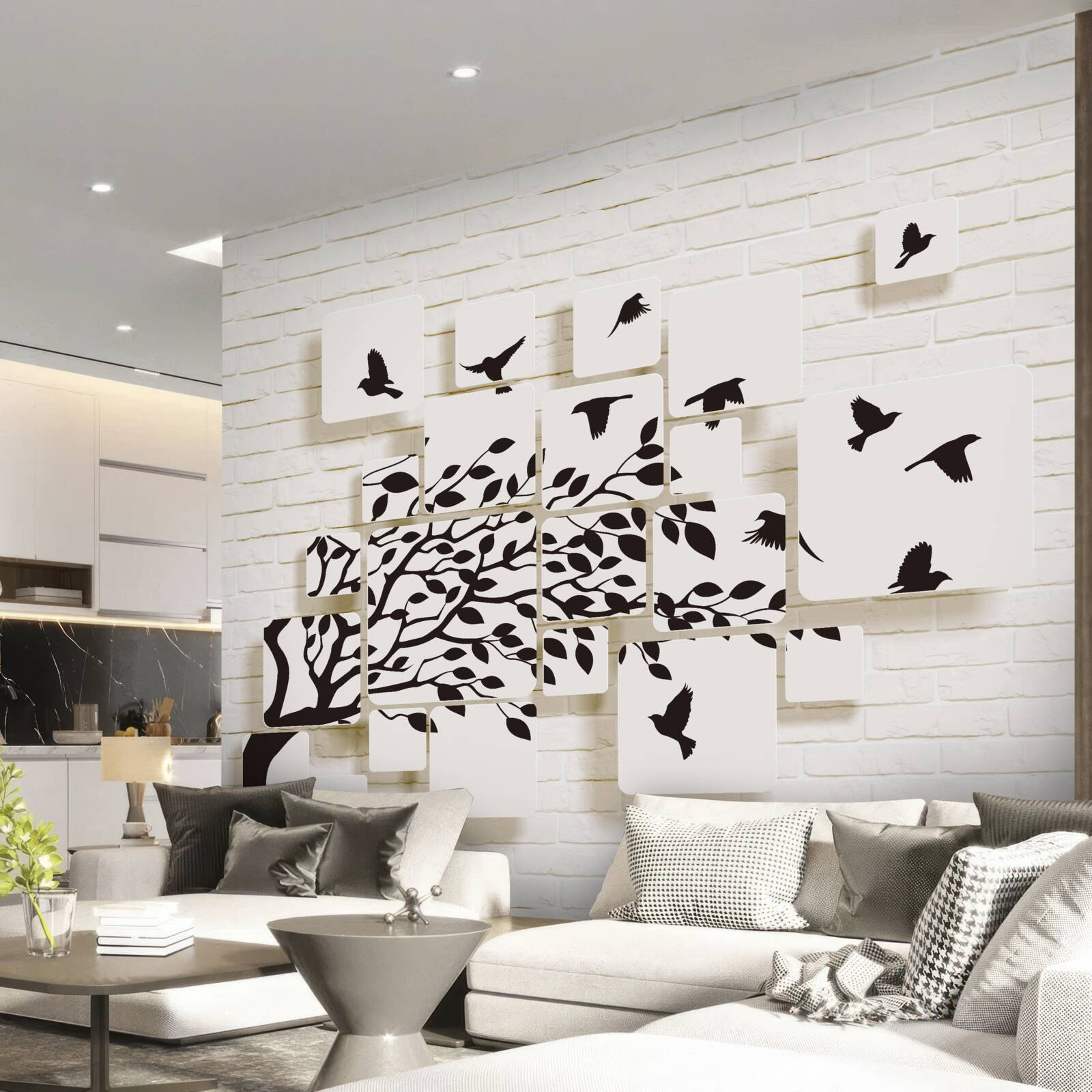 Fototapeta vtáky opúšťajú strom v poryve vetra