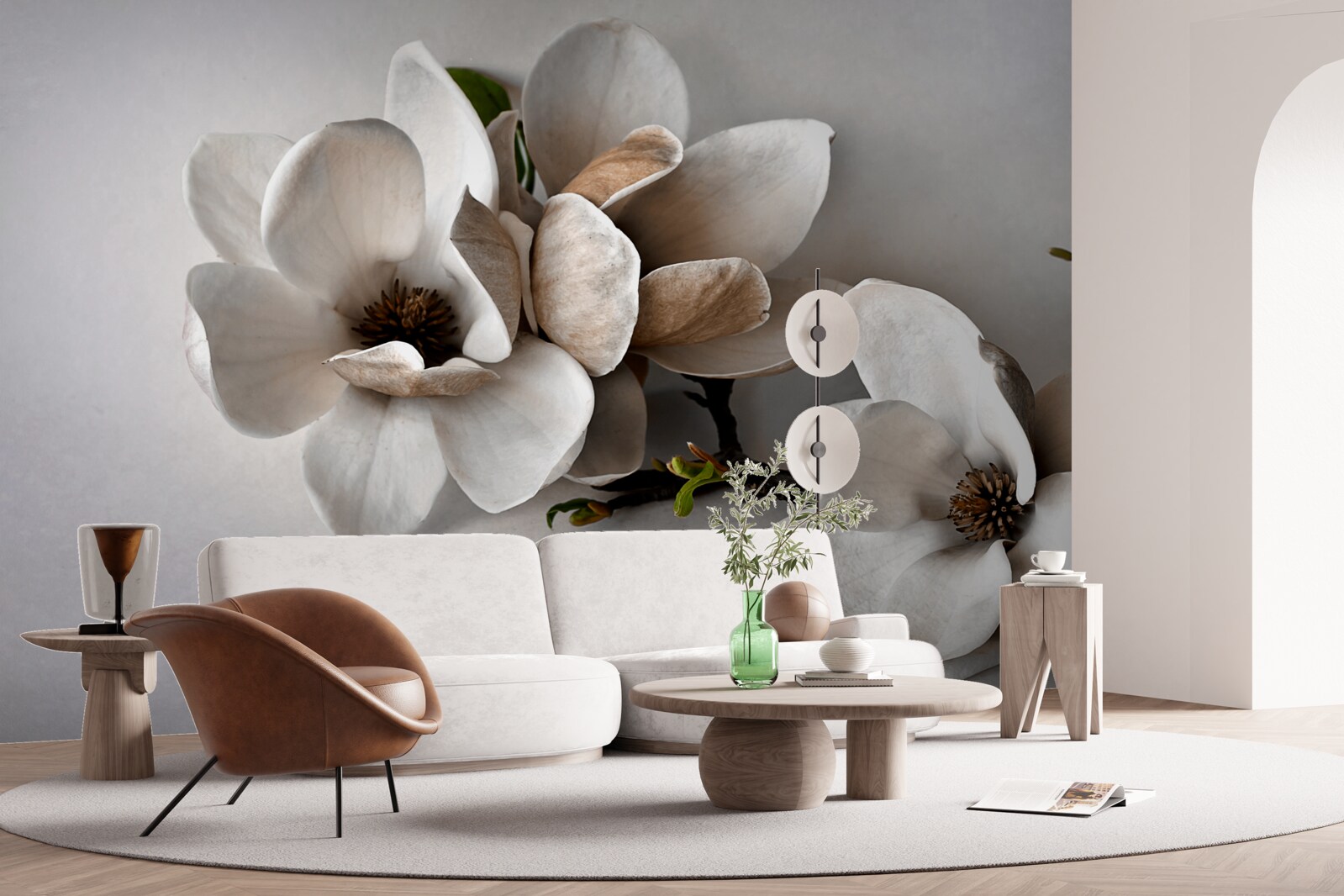 Fototapeta Vetvy majú biele kvety a sú na sivom základe