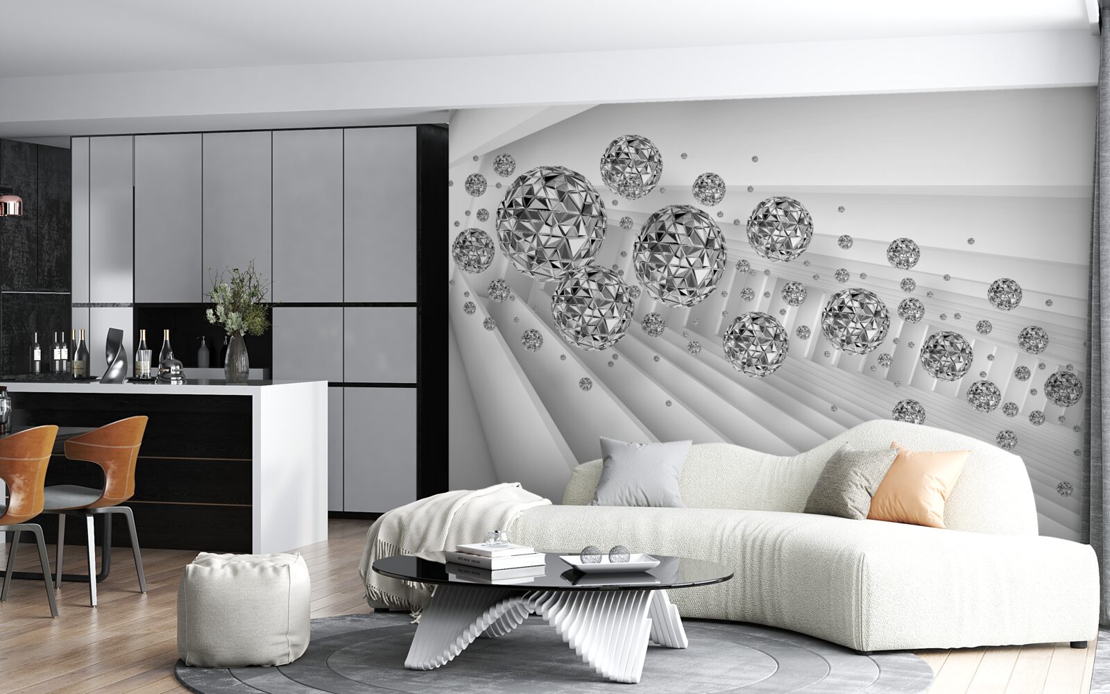 Fototapeta gule s plávajúcimi diamantmi