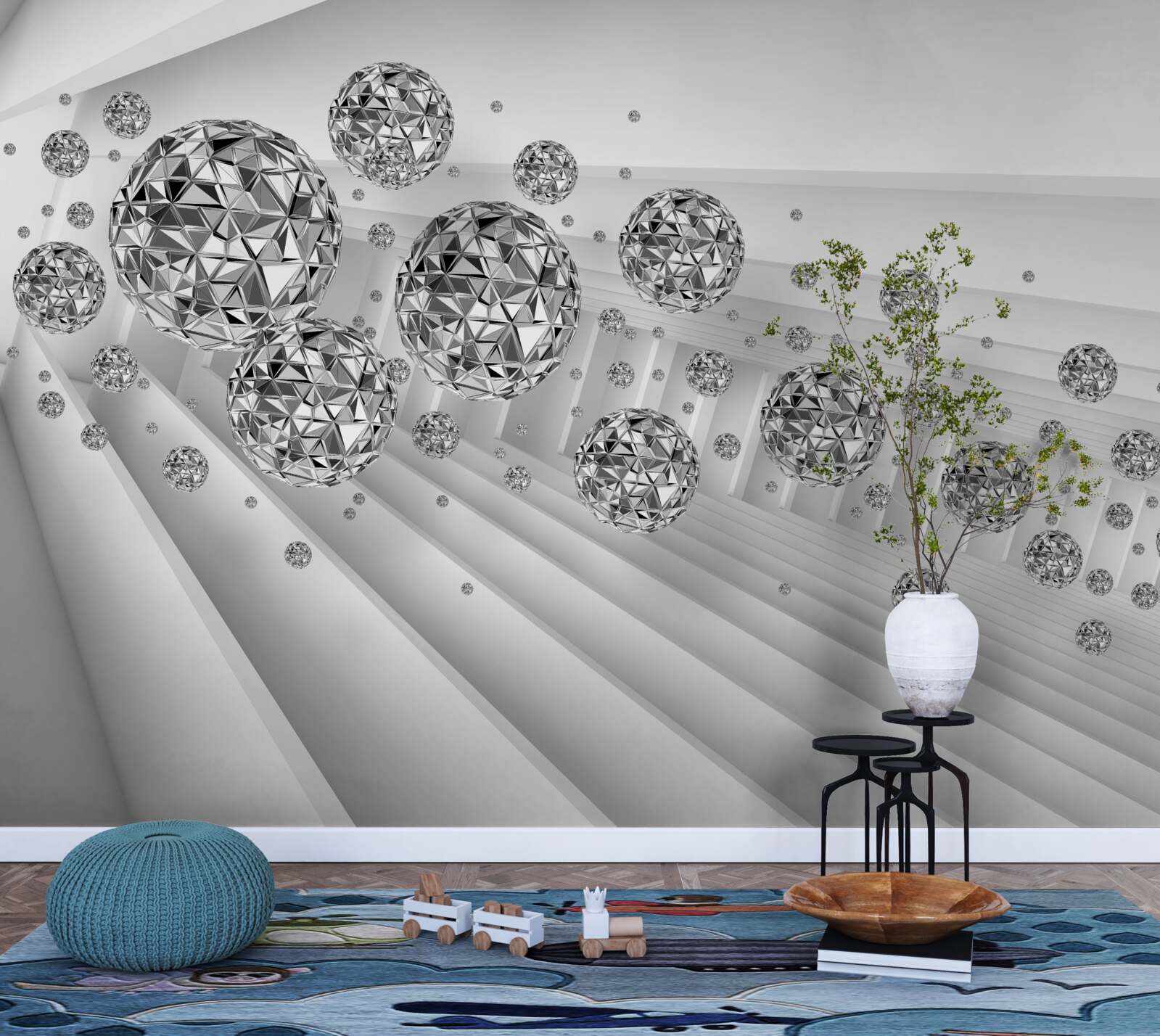 Fototapeta gule s plávajúcimi diamantmi