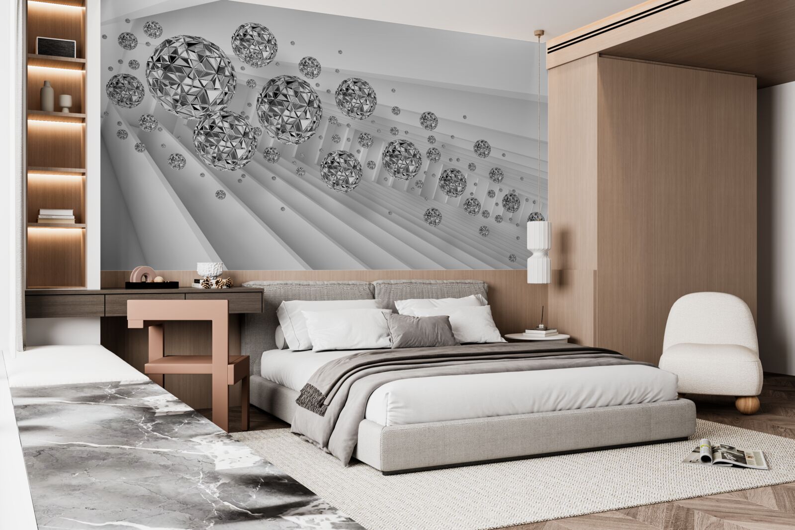 Fototapeta gule s plávajúcimi diamantmi