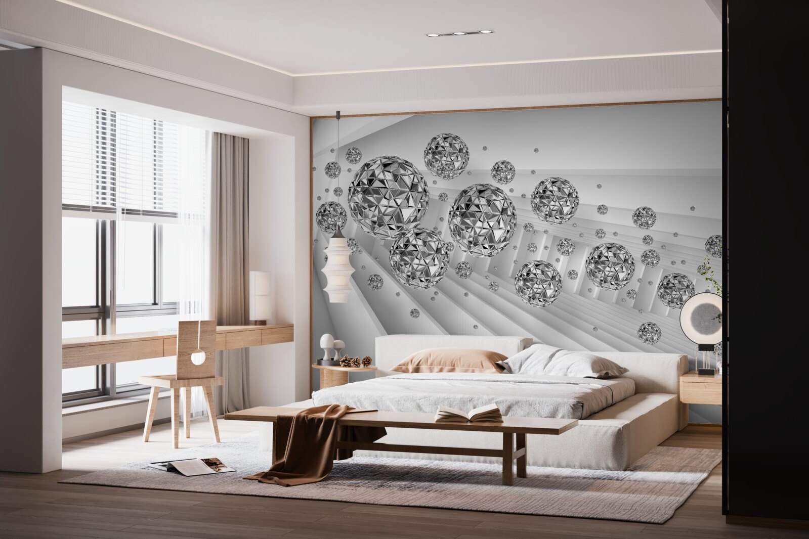 Fototapeta gule s plávajúcimi diamantmi