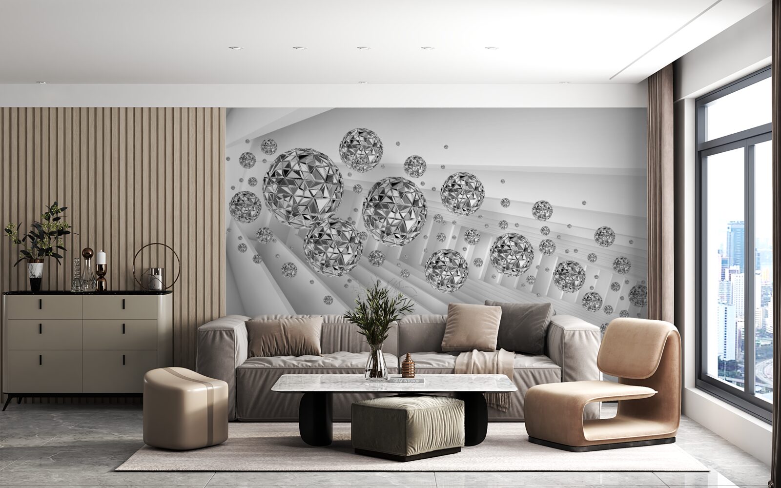 Fototapeta gule s plávajúcimi diamantmi