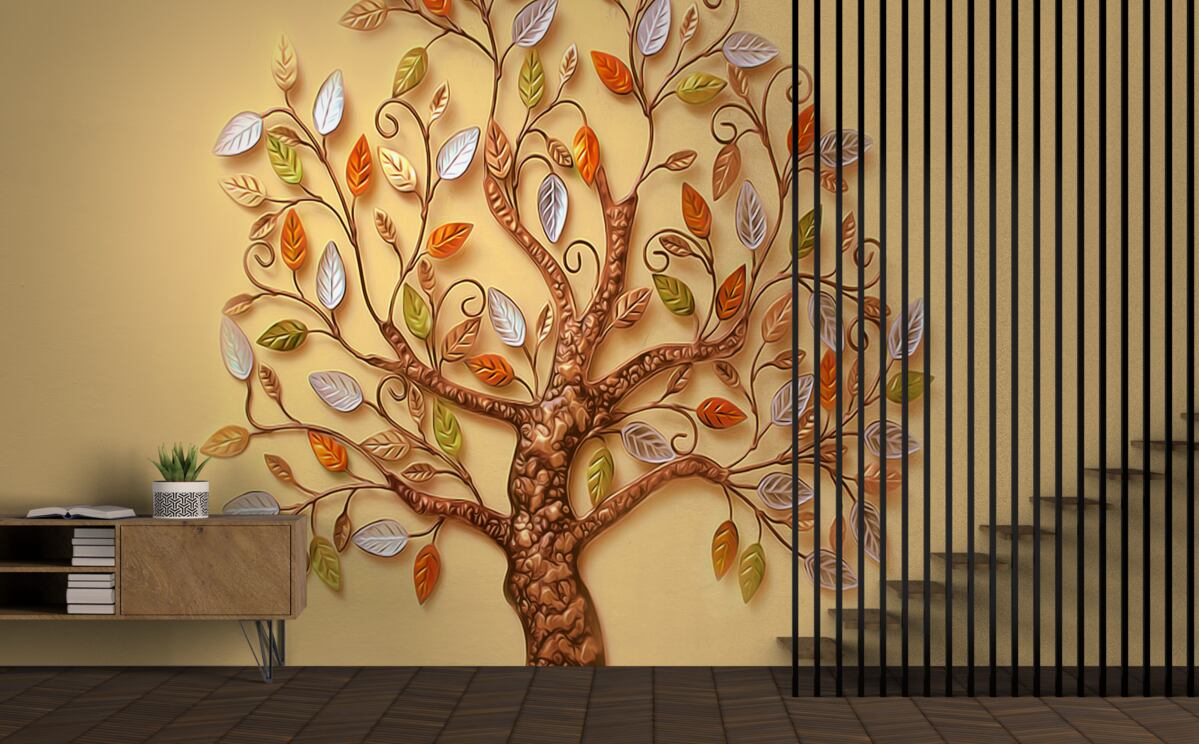 Fototapeta kovové drevo na hnedom podklade