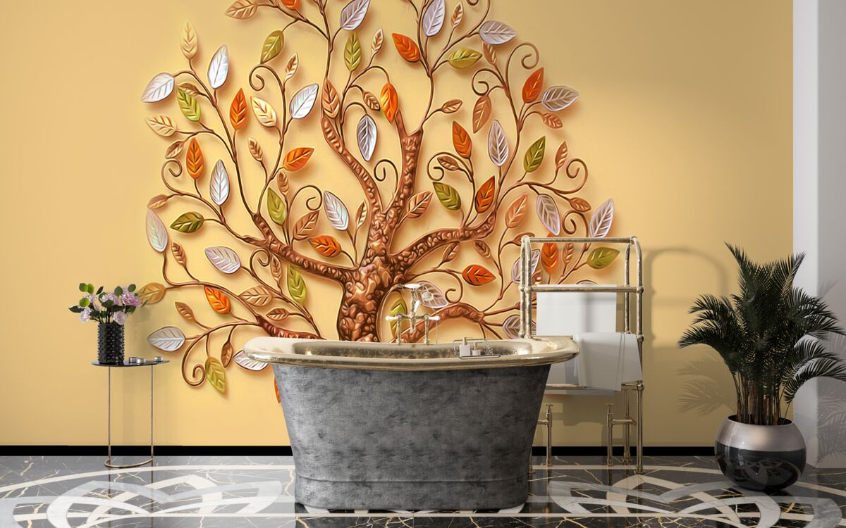 Fototapeta kovové drevo na hnedom podklade