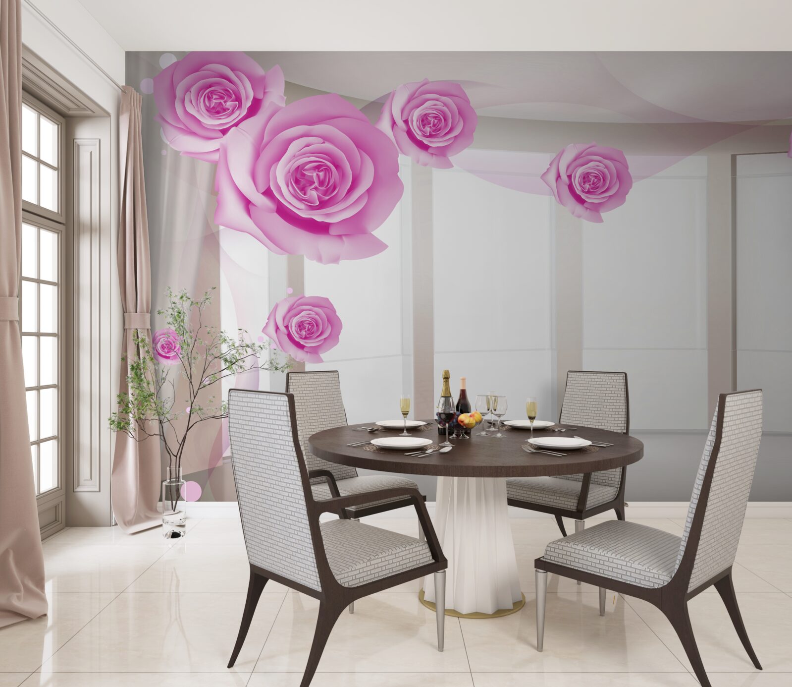 Fototapeta na priestrannom balkóne rozkvitli ružové ruže