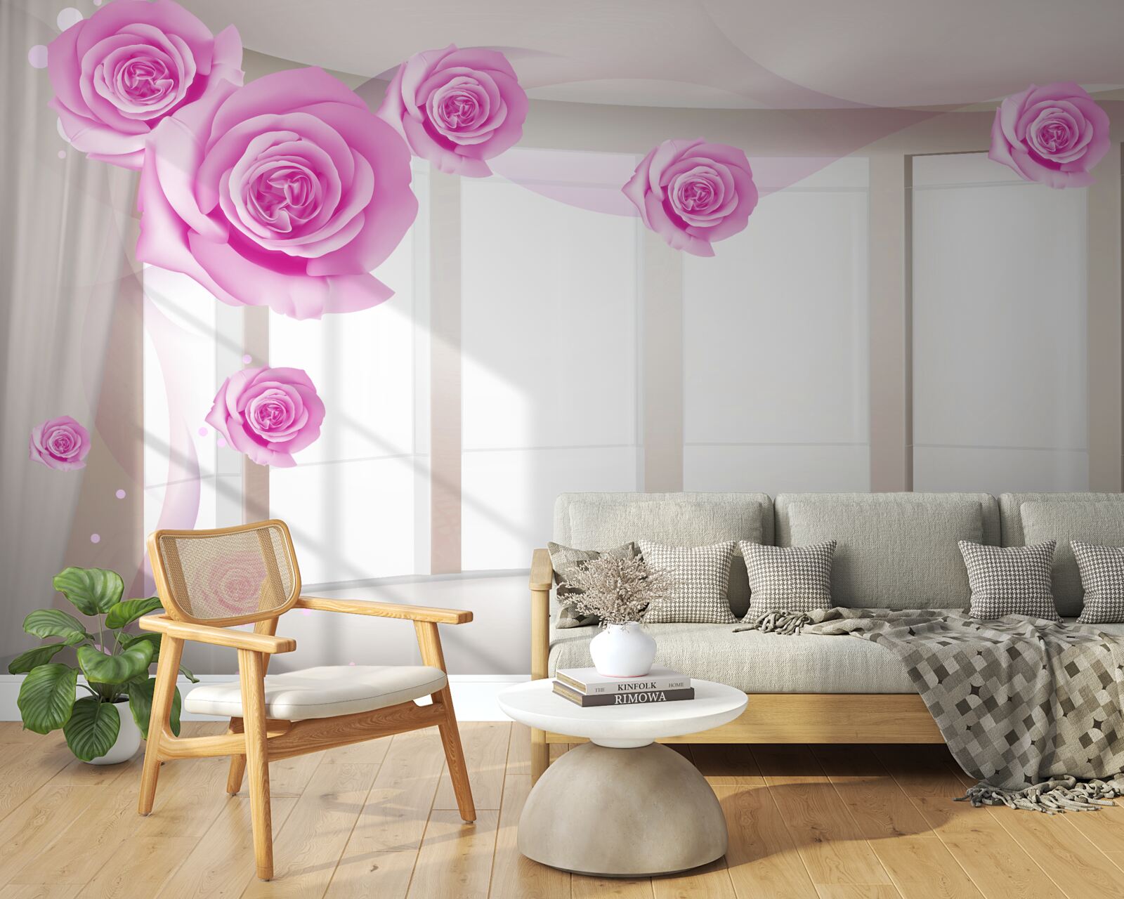 Fototapeta na priestrannom balkóne rozkvitli ružové ruže