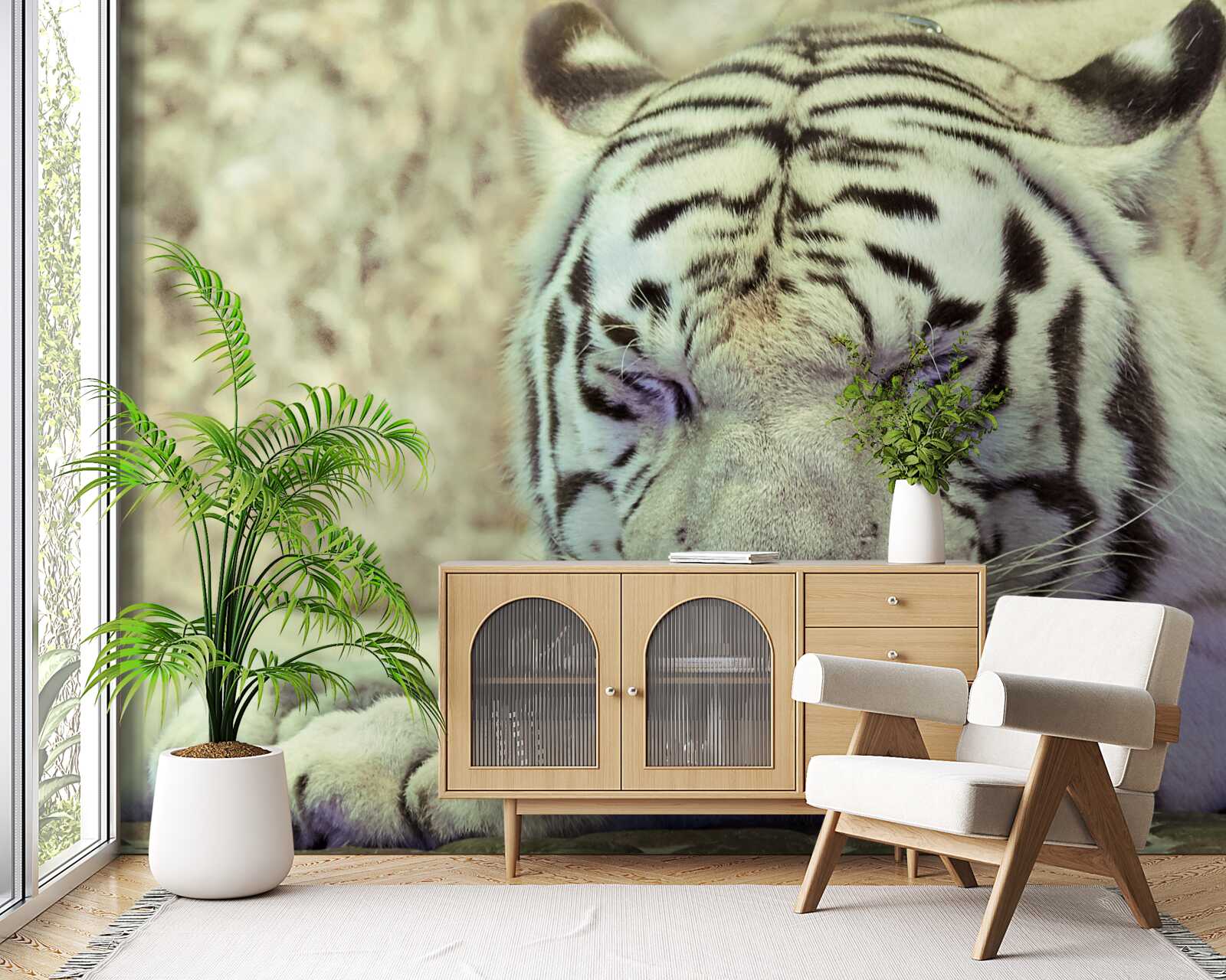 Fototapeta biely tiger v stave snov