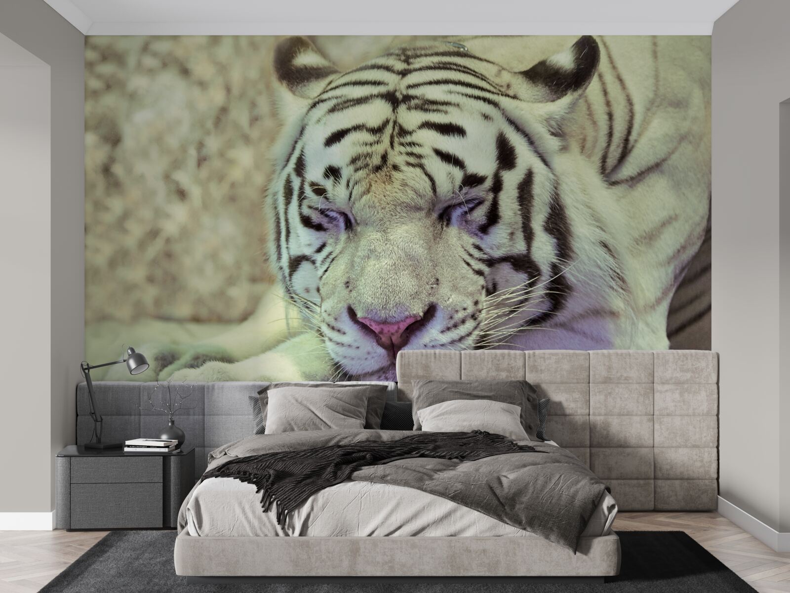 Fototapeta biely tiger v stave snov