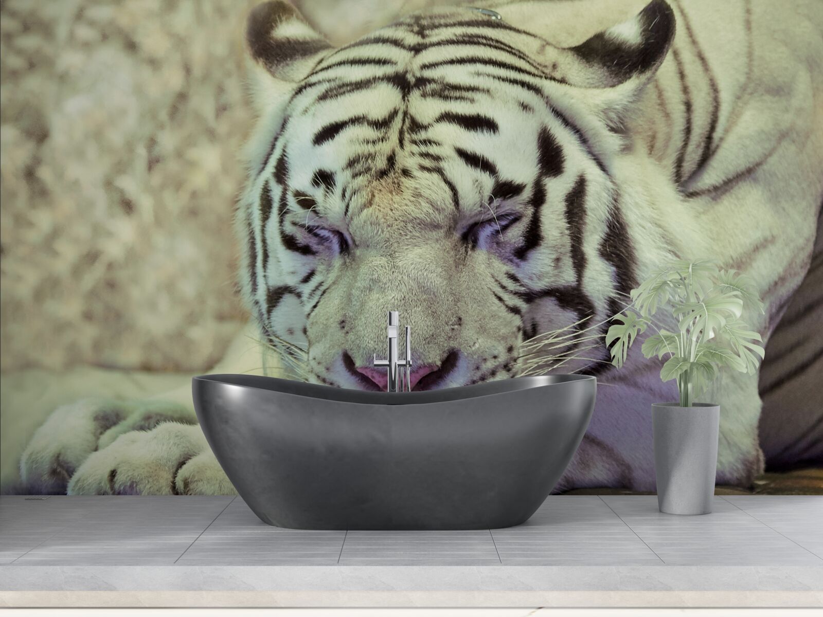 Fototapeta biely tiger v stave snov