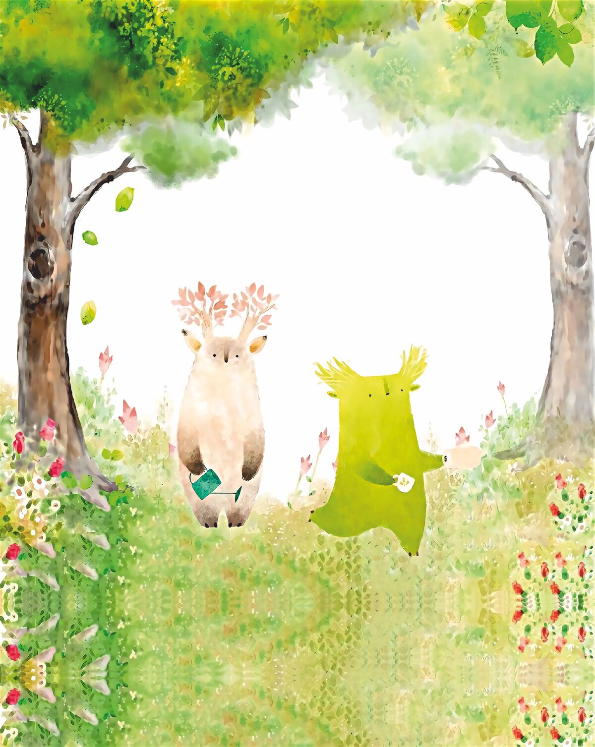 Fototapeta čarovné bytosti v lese, maľované akvarelom