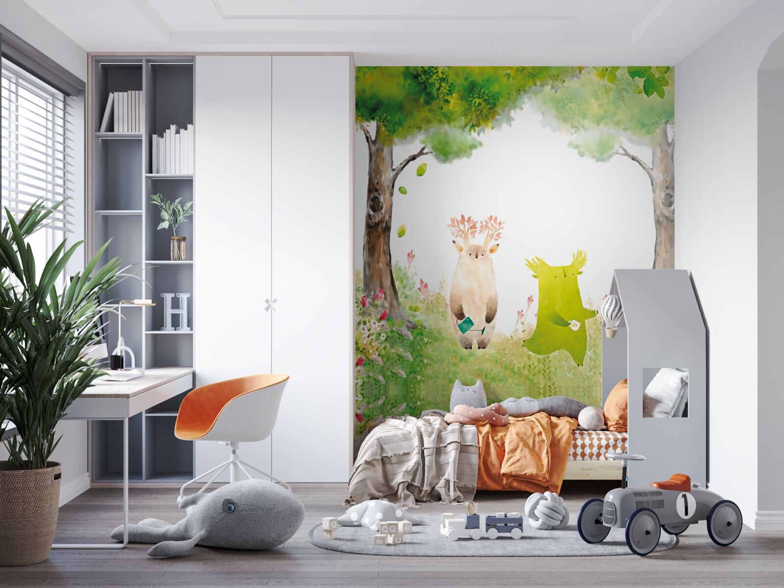 Fototapeta čarovné bytosti v lese, maľované akvarelom