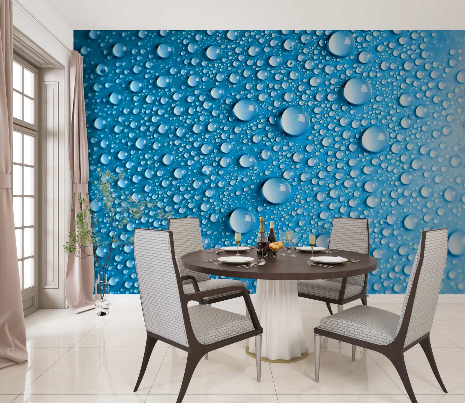 Fototapeta veľké kvapky na modrom pozadí