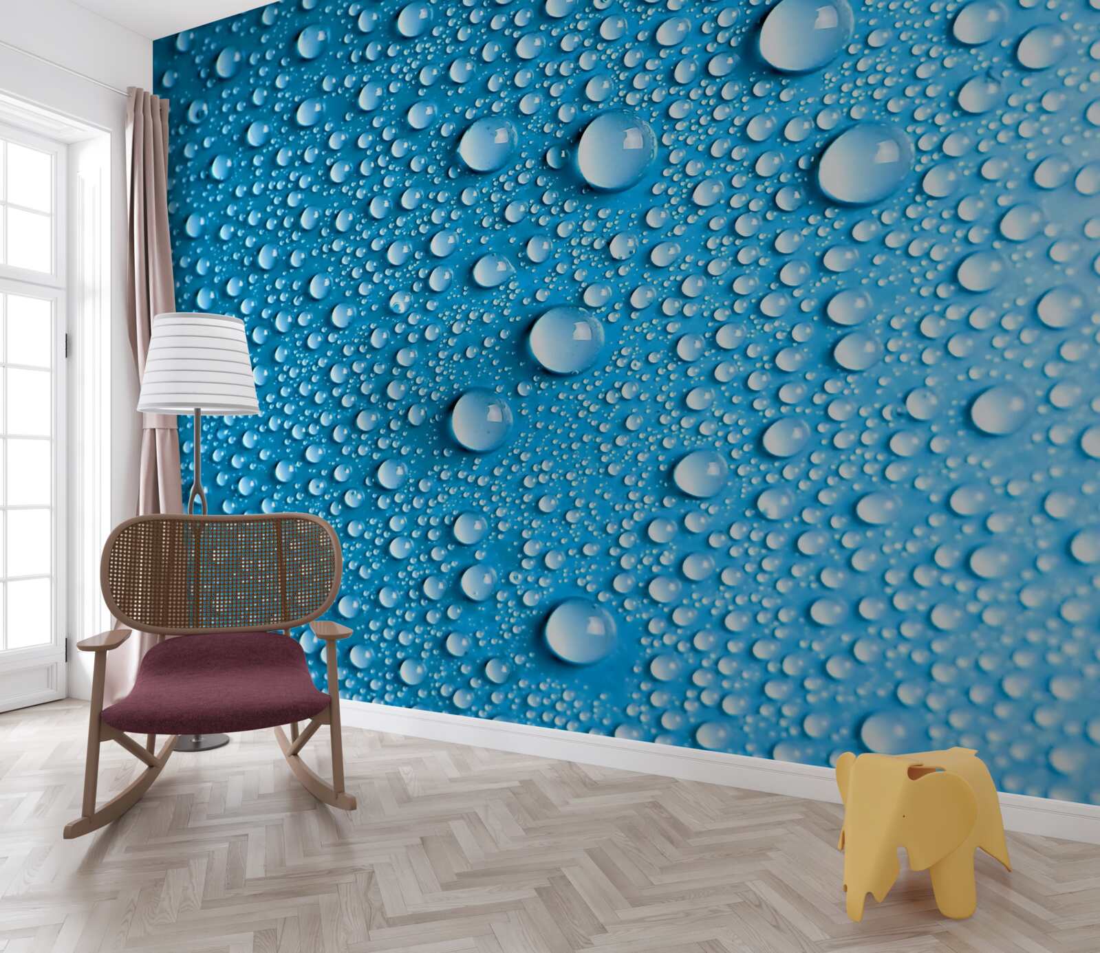 Fototapeta veľké kvapky na modrom pozadí