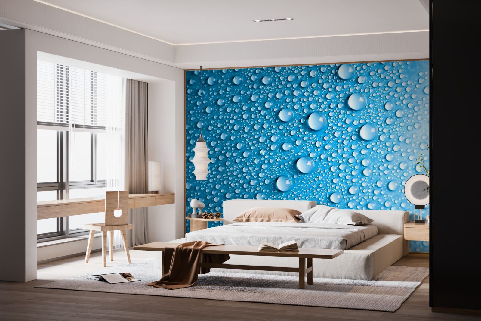 Fototapeta veľké kvapky na modrom pozadí