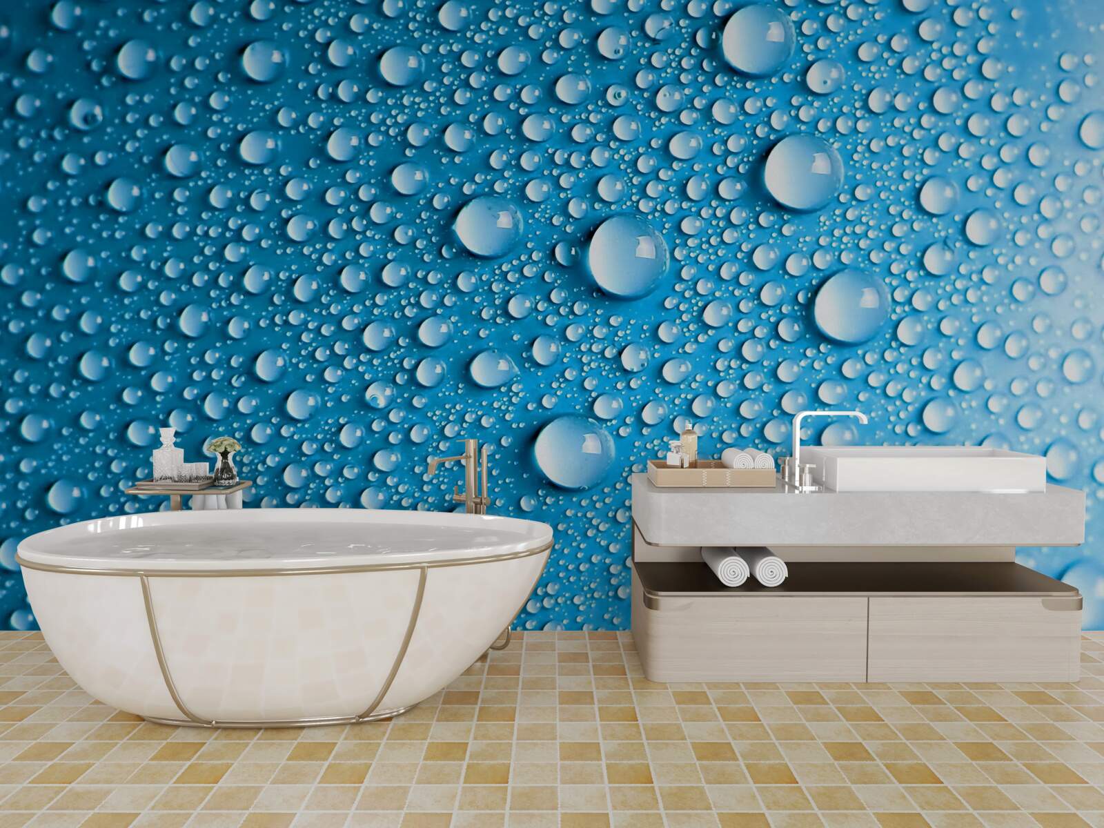 Fototapeta veľké kvapky na modrom pozadí