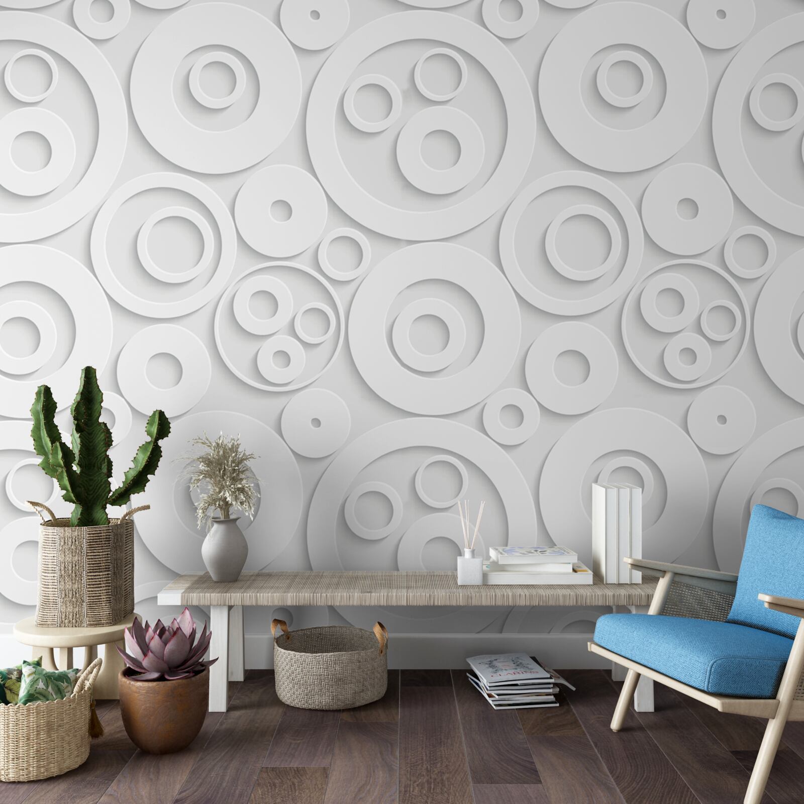 Fototapeta biele kruhy na svetlom pozadí