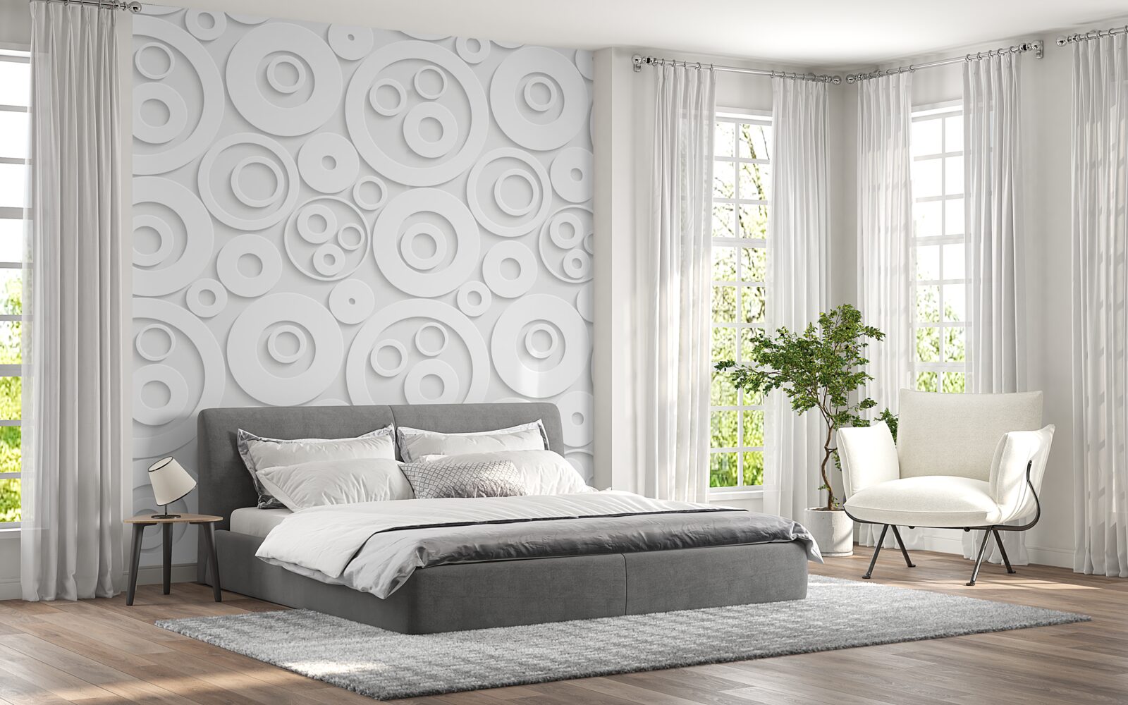 Fototapeta biele kruhy na svetlom pozadí