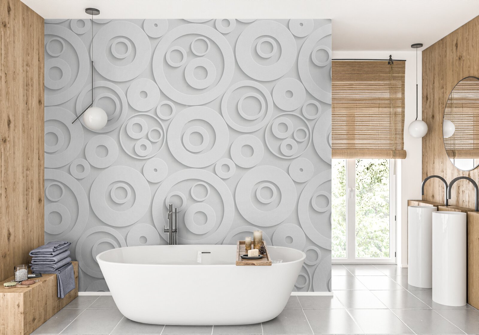 Fototapeta biele kruhy na svetlom pozadí