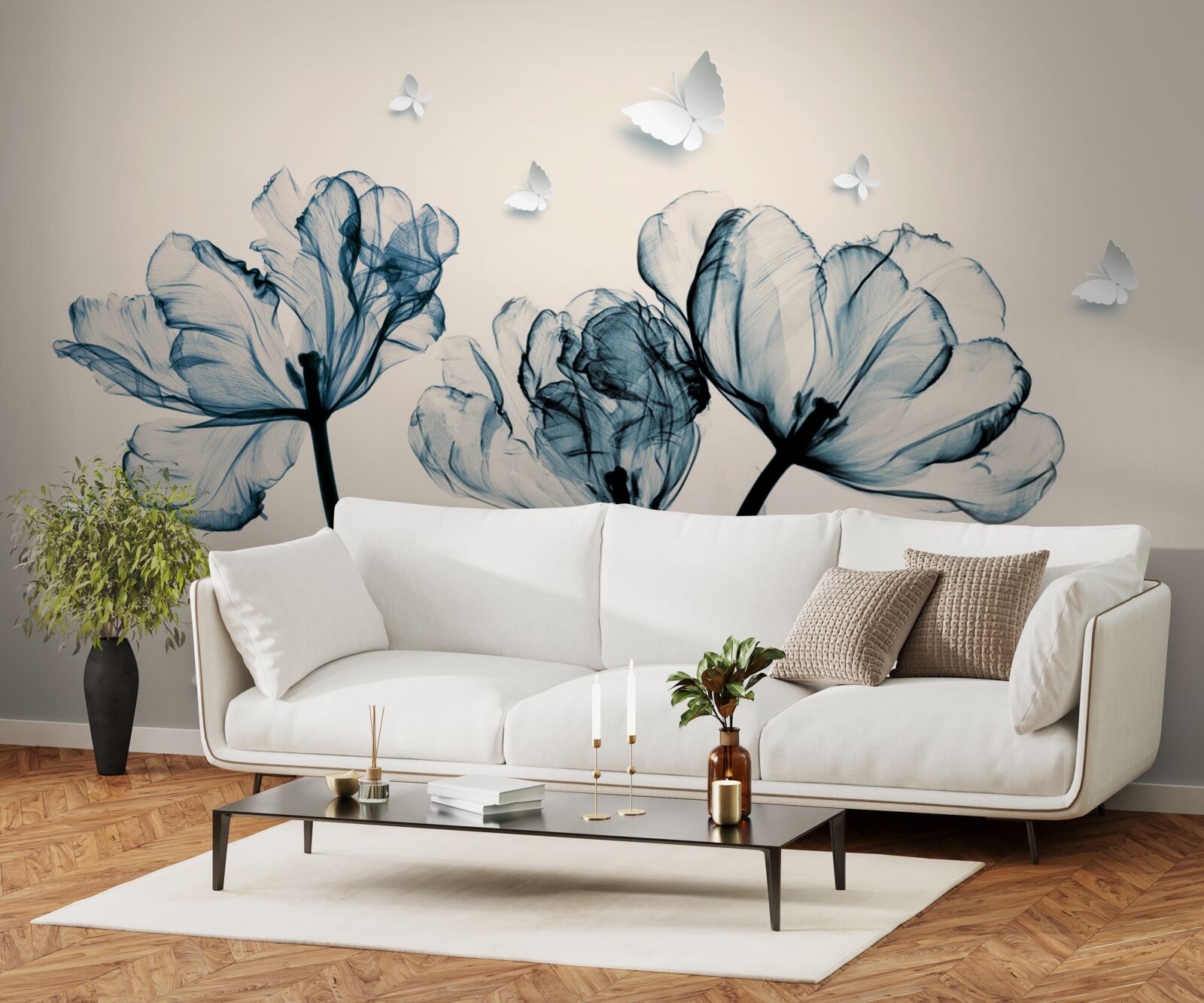 Fototapeta nad rastlinkami lietajú ľahké mory