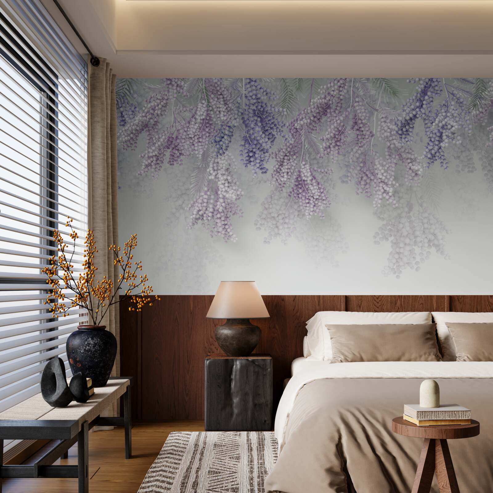 Fototapeta tenké výhonky s bohatým olistením