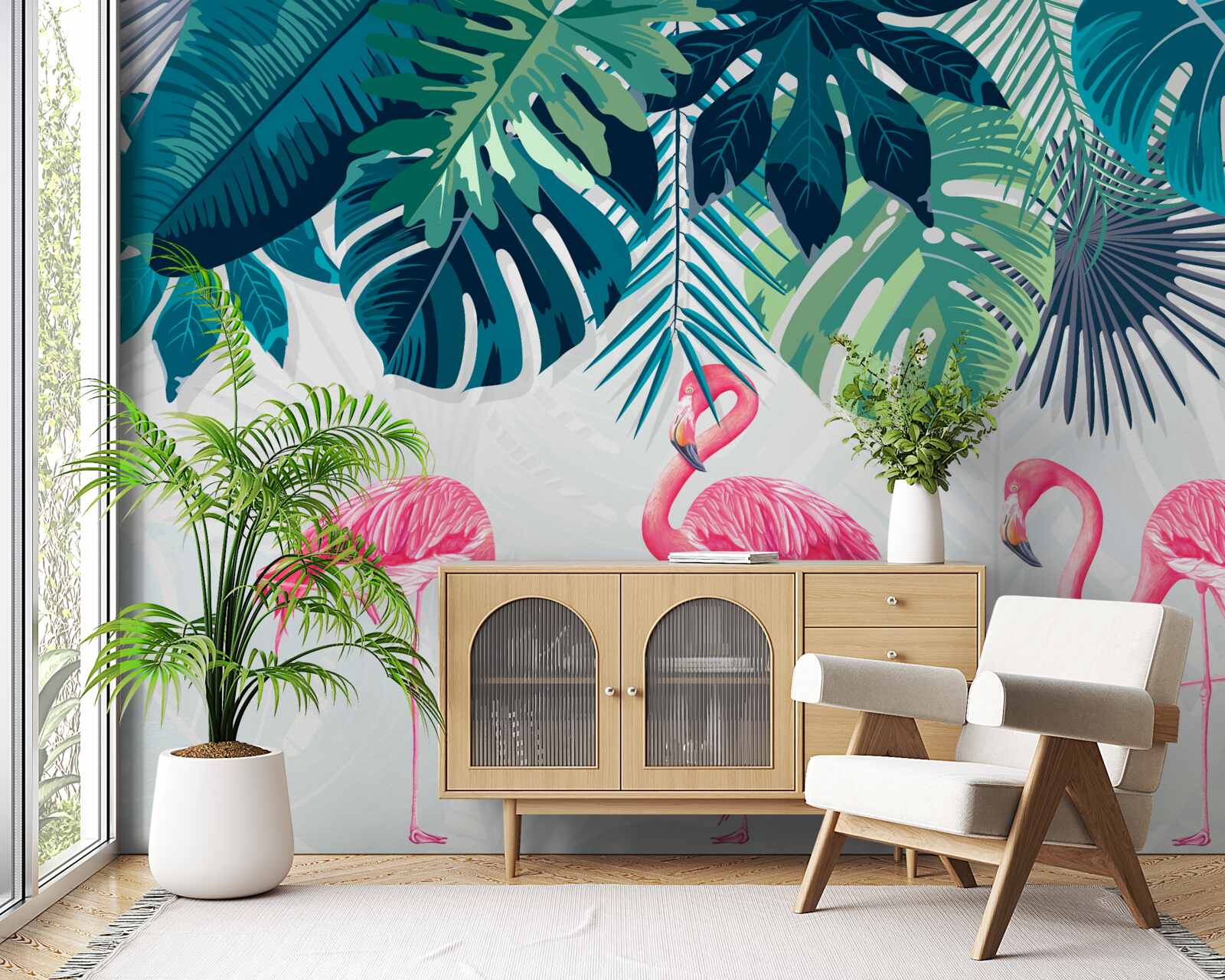 Fototapeta tropické lesy s ružovými škvrnitými stromami