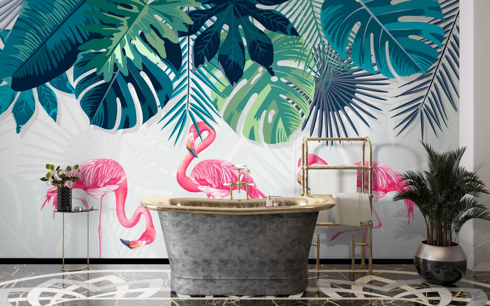 Fototapeta tropické lesy s ružovými škvrnitými stromami