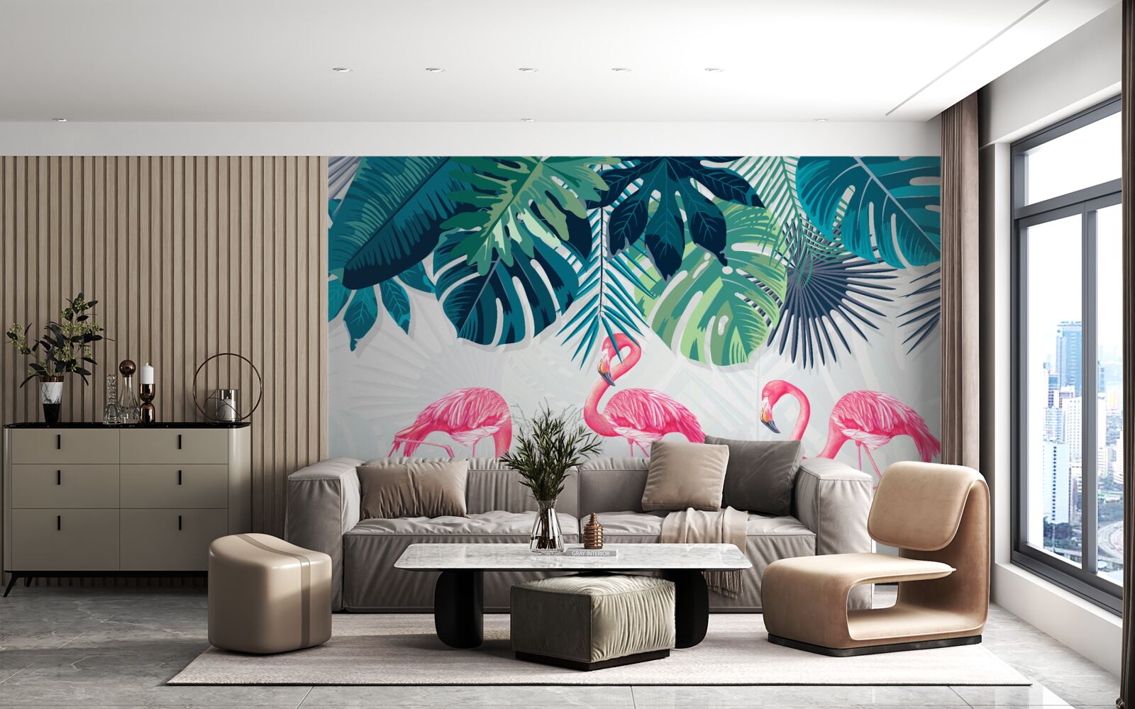 Fototapeta tropické lesy s ružovými škvrnitými stromami