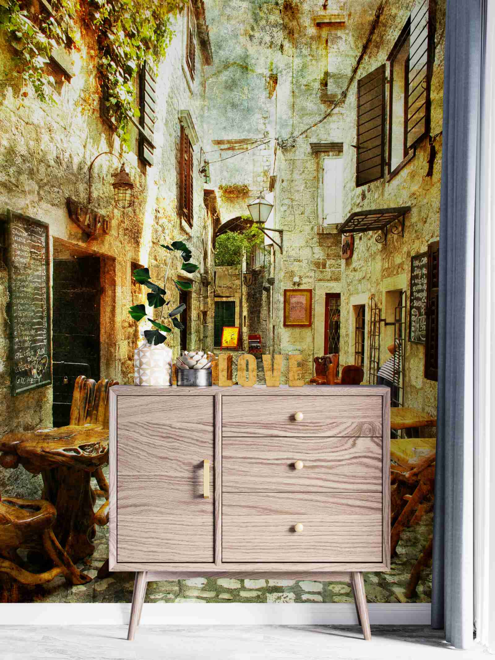 Fototapeta kaviareň s útulnou atmosférou v historickej časti mesta