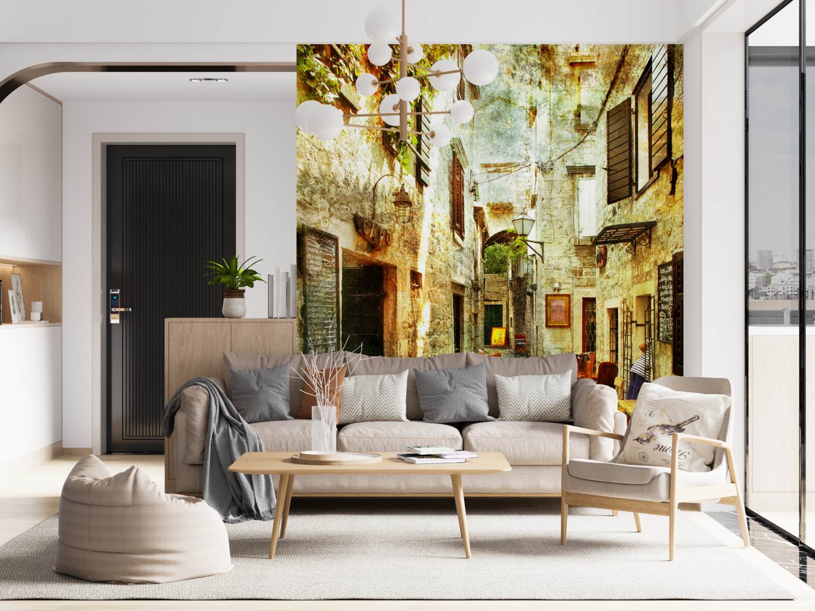 Fototapeta kaviareň s útulnou atmosférou v historickej časti mesta