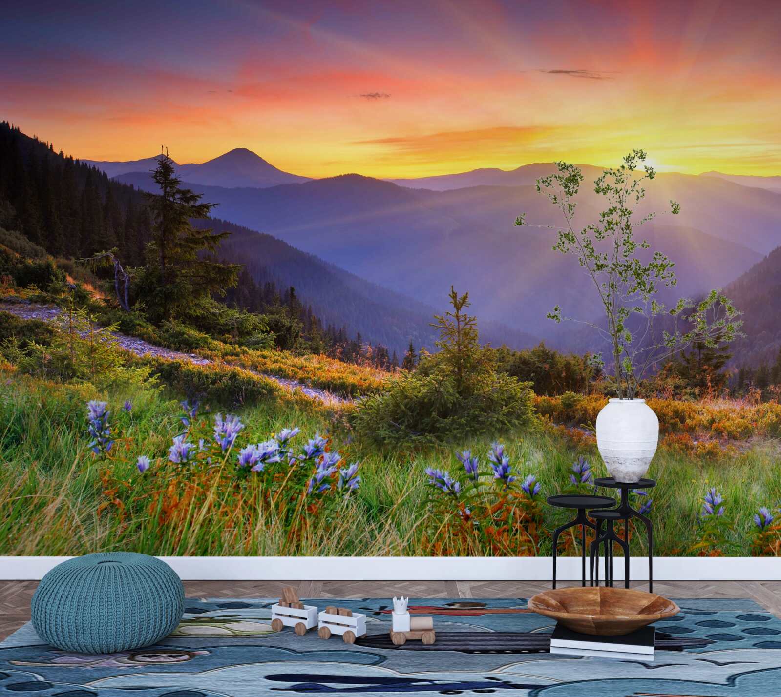 Fototapeta slnko zapadlo nad alpským jazerom