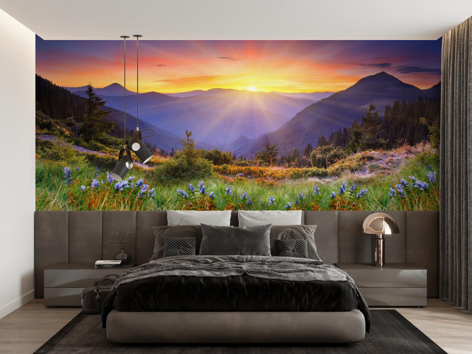 Fototapeta slnko zapadlo nad alpským jazerom